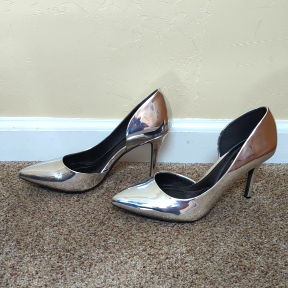 NEW Jessica Simpson Silver Metallic D'Orsay Pointed Toe Pumps Size 7.5 - Picture 6 of 9